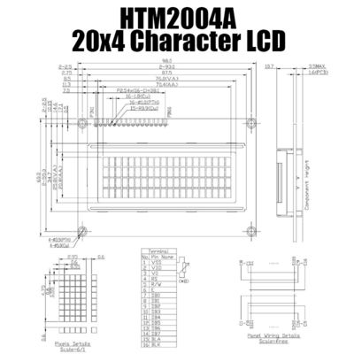 Pantalla LCD 20x4 5x8 del carácter de la instrumentación con el cursor HTM-2004A