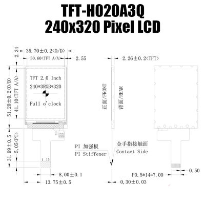 Exhibición de 2 pulgadas IPS TFT LCD, exhibición del LCD de la temperatura 240x320