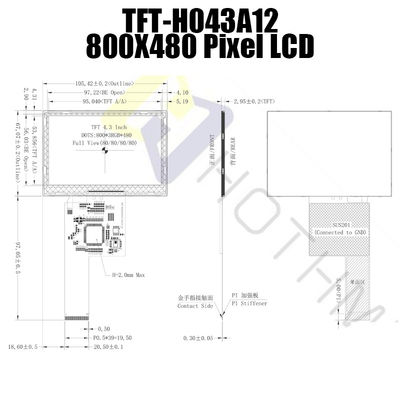 Color de IC ST7262 módulos 800x480 TFT-H043A12SVILT5N40 de TFT LCD de 4,3 pulgadas
