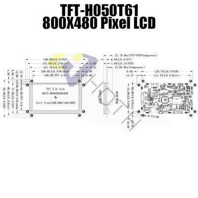Módulo industrial de VGA HDMI LCD, 600cd/M2 pantalla LCD HDMI TFT-050T61SVHDVNSDC de 5 pulgadas