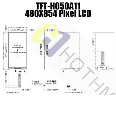 Vertical puntos IC ST7701S/TFT-H050A11FWIST5N20 de la exhibición 480x854 de TFT LCD de 5 pulgadas