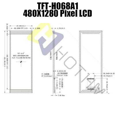 6,86 tipo de la barra de la pulgada 480x1280 alrededor de la luz del sol NV3051F1 legible de TFT LCD