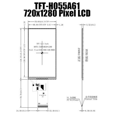 Pulgada FT6336G/TFT-H055A61HDINVKN40 de la exhibición 5,5 de MIPI 720x1280 IPS TFT LCD