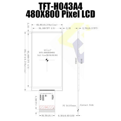 Pulgada legible 480x800 NT35510 TFT_H043A4WVIST5N60 del módulo 4,3 de TFT LCD de la luz del sol