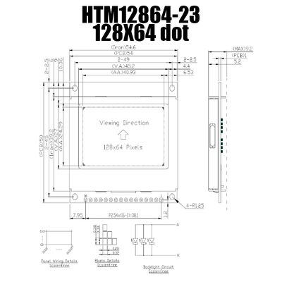 Exhibición gráfica LCD, exhibición del DIENTE 128X64 SPI de ST7565 STN LCD