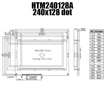240x128 industrial LCD gráfico, exhibición MCU/8bit de T6963C STN LCD