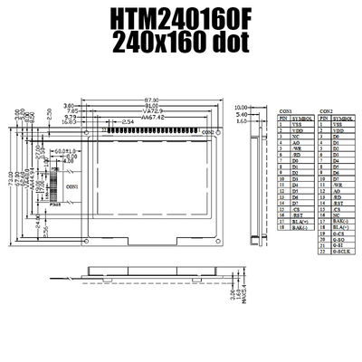 Módulo gráfico de la exhibición de la instrumentación 240X160 FSTN LCD con IC ST7529