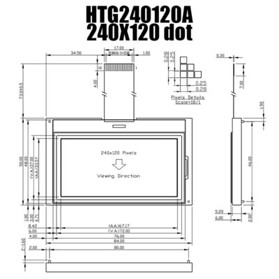 gráfico de TFT del módulo de 240X120 LCD con la retroiluminación blanca lateral HTG240120A