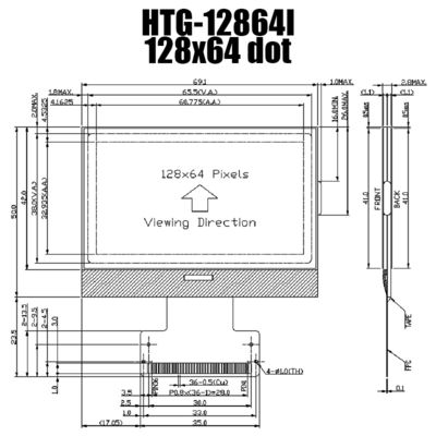 Negativa gráfica HTG12864 transmisivo del DIENTE del módulo multiusos 128X64 ST7565R del LCD