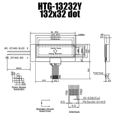 Módulo industrial ST7567R Transflective positivo HTG13232Y del LCD del DIENTE 132x32