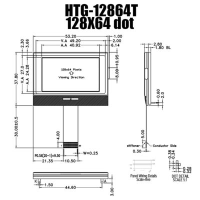 módulo monocromático 3.3V MCU8080 ST7567 HTG12864T del LCD del DIENTE 128X64