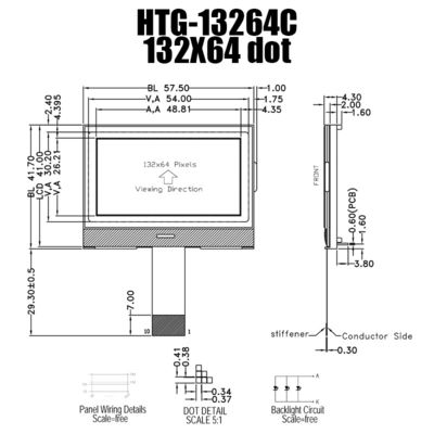 módulo industrial del DIENTE de 132x64 LCD, exhibición durable HTG13264C de SPI LCD