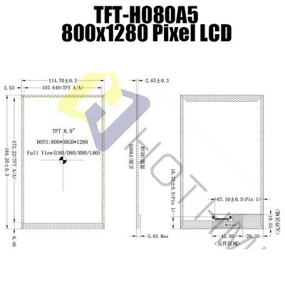 Luz del sol de la exhibición de MIPI JD9365 TFT LCD legible para el control industrial
