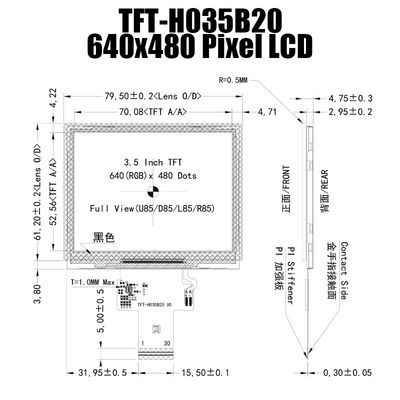 3,5 el panel de exhibición ancho de TFT de la temperatura de la pulgada IPS 640x480 ST7703 para el PDA