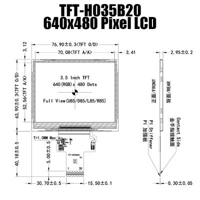 3,5 el panel de exhibición ancho de TFT de la temperatura de la pulgada IPS 640x480 ST7703 para el ordenador industrial