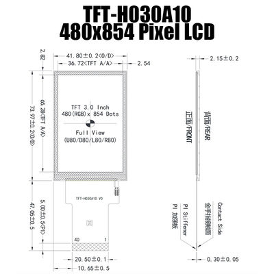 3,0 el panel de exhibición ancho de TFT de la temperatura de la pulgada IPS 480x854 ST7703 para el ordenador industrial