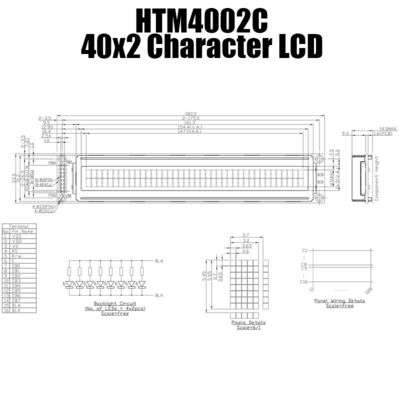 el módulo industrial del LCD del carácter 5V exhibe 40x2 8 HTM4002C mordido