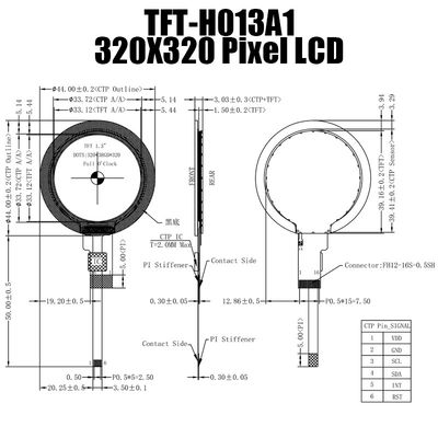 1,3 módulo de la exhibición de la exhibición 320x320 TFT LCD de TFT de la ronda de la pulgada IPS PARA los aparatos electrodomésticos
