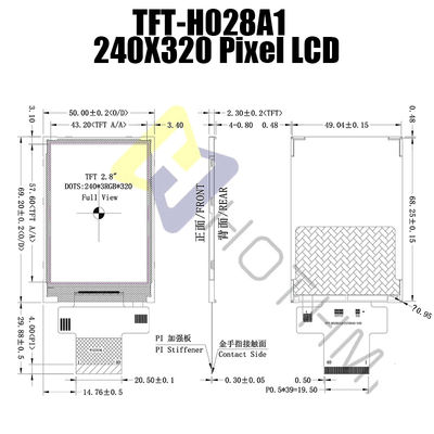 2,8&quot; exhibición de pantalla TFT táctil legible de la luz del sol 240x320 TFT-H028A1QVIST6N40