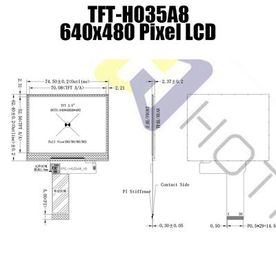 2.8V pixeles TFT-H035A8VGIST6N30 de la pantalla de visualización de TFT LCD de 3,5 pulgadas 640x480
