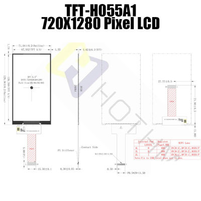 5,5 exhibición IC ILI9881 del alto brillo de la pulgada 720x1280 IPS TFT LCD
