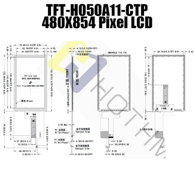 pantalla táctil de 550cd/M2 MIPI TFT LCD IC ST7701S módulo de TFT LCD de 5 pulgadas