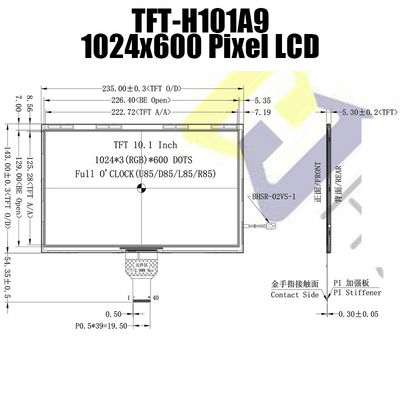 10,1 pulgadas LVDS IPS TFT LCD 1024x600 EK79001 EK73215 para la exhibición industrial