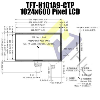 10,1 módulo legible de TFT LCD de la luz del sol de la pulgada 1024x600 LVDS IPS con el monitor de Pcap