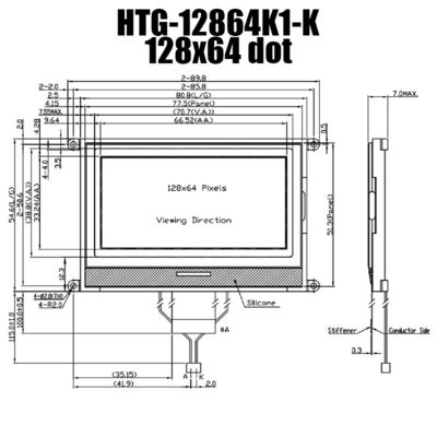 exhibición del DIENTE de 128X64 LCD, pantalla LCD positiva HTG12864K1-K de Gray Reflective