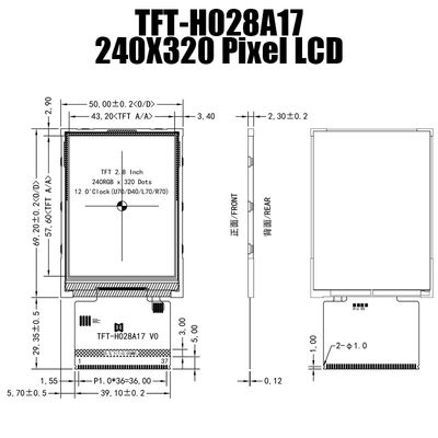 2,8 módulo de la exhibición de la pulgada 240x320 MCU TFT con ST7789 el conductor IC