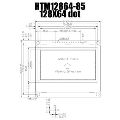 exhibición gráfica de 128X64 SPI FSTN LCD con el contraluz lateral blanco
