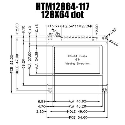 Módulo estándar gráfico del LCD de la MAZORCA del módulo 128x64 de la representación de FSTN