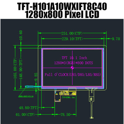 10,1 el módulo IPS de la exhibición de la pulgada 1280x800 TFT LCD exhibe LVDS con el monitor de Pcap