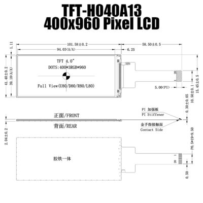 4 fabricante For Fingerprint Lock de la exhibición del módulo 400X960 TFT LCD de TFT LCD de la pulgada