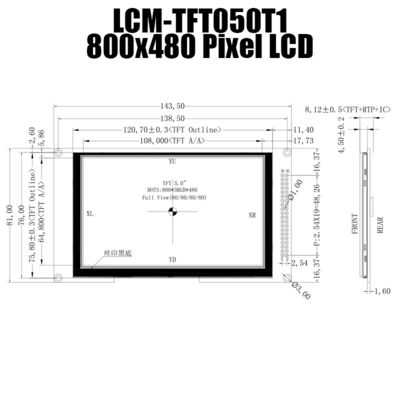 5,0 el panel resistente del módulo de la pulgada 800x480 IPS TFT con el regulador Board del LCD