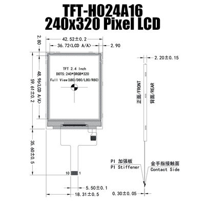 2,4 fabricante industrial Sunlight Readable de la exhibición de TFT LCD del monitor de la pulgada 240x320 SPI
