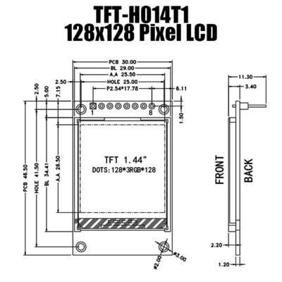 1,44 el panel del módulo de la pulgada 128x128 TFT con el regulador Board del LCD