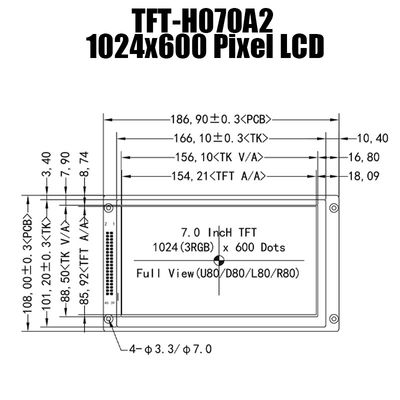 7 el panel de exhibición del módulo de la pulgada IPS 1024x600 TFT LCD con el regulador Board