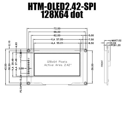2,42&quot; módulo de la exhibición del DIENTE SSD1309 OLED de la pulgada 128x64 con el equipo Control+PCB+Frame