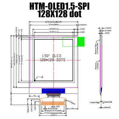 1,5&quot; módulo de la exhibición del DIENTE SH1107 OLED de la pulgada 128x128 con el control/PWB/marco del equipo
