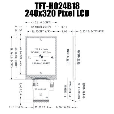 2,4 luz del sol del panel de exhibición de la pulgada IPS 240x320 TFT ST7789V legible para el control industrial