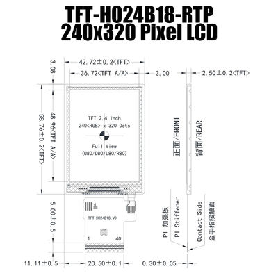 2,4 luz del sol del panel de exhibición de la pulgada IPS 240x320 TFT ST7789V legible con el panel táctil resistente